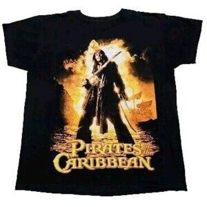 Rare Pirates Of The Caribbean Captain Jack Sparrow Men's Tshirt LG Disney Store